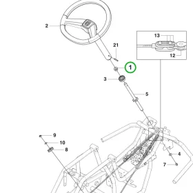 Husqvarna távtartó kormánymű R 112C, R 216 AWD riderhez robbantott ábra