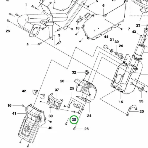 Husqvarna lemezanya ST4.8 kormányoszlop P 520D, P 525D riderhez robbantott ábra