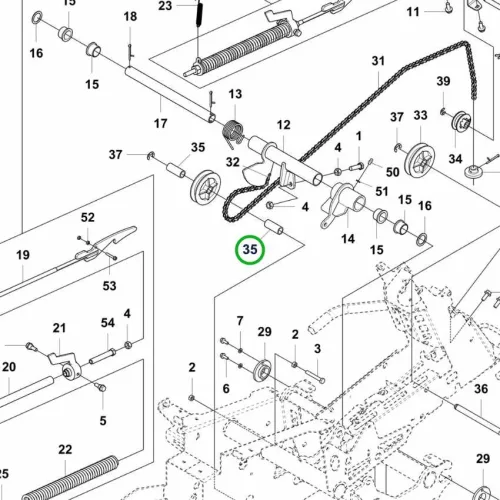 Husqvarna csőpersely vágóasztal emelés R 418TsX AWD riderhez robbantott ábra