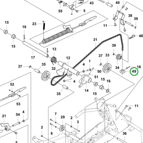 Husqvarna láncütköző vágóasztal emelés R 418TsX AWD riderhez robbantott ábra