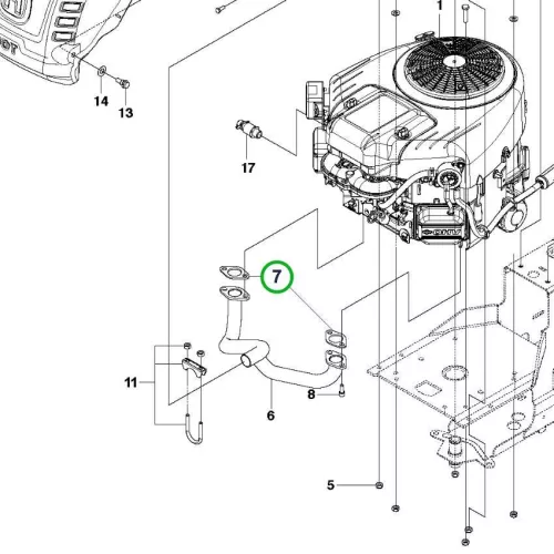 Husqvarna szívócső tömítés R 214TC, R 318X, R 112C riderhez robbantott ábra