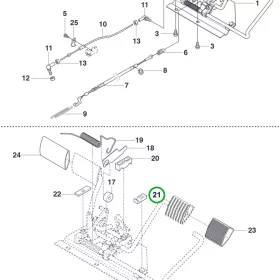 Husqvarna csapágytámasz pedálhoz R 214TC, R 216T AWD, FM 410i riderhez robbantott ábra