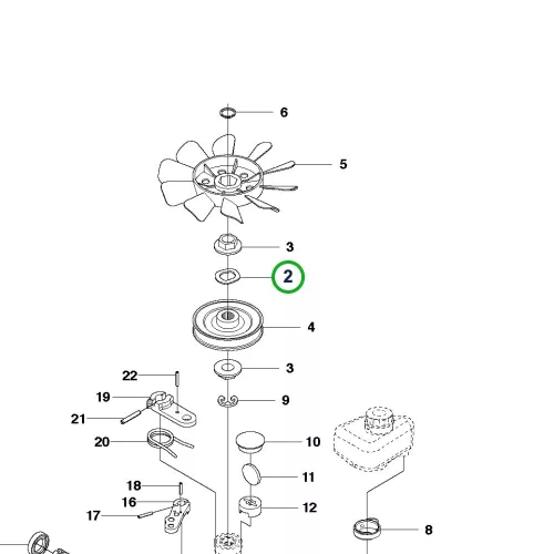 Husqvarna rugós alátét váltó R 214TC, R 216T AWD, R 316TX AWD riderhez robbantott ábra