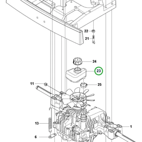 Husqvarna kiegyenlítő tartály hajtóműhöz R 214TC, R 318X riderhez robbantott ábra