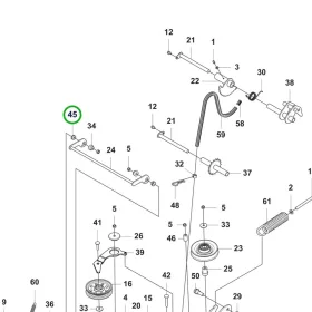 Husqvarna persely emelőrendszerhez 45. pozíció P 524X riderhez robbantott ábra