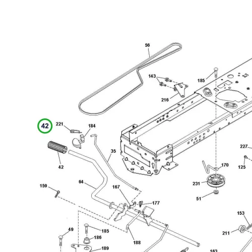 Husqvarna pedálgumi TS 342, TS 343, TS 346 fűnyírótraktorhoz robbantott ábra