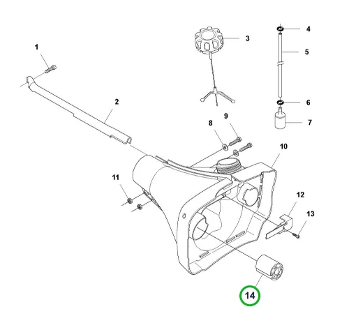Husqvarna tartály rezgéscsillapító elem 545RX, 545FR fűkaszához robbantott ábra