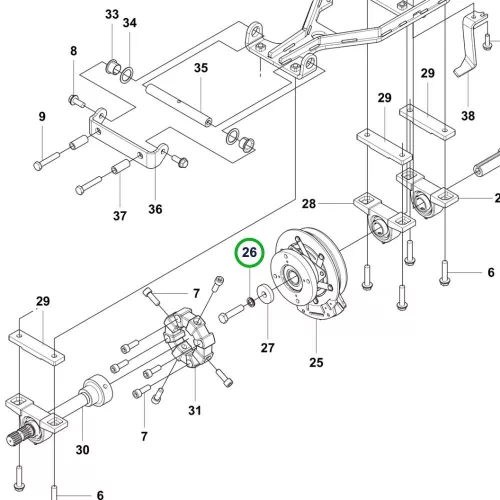 Husqvarna PTO alátét P 525DX, P 535HX riderhez robbantott ábra