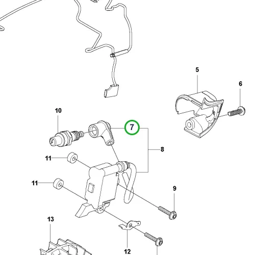 Husqvarna gyújtásrendszer fedél T435, T525, 543 XP láncfűrészhez robbantott ábra