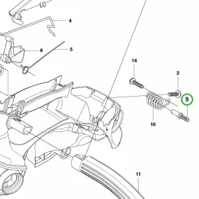 Husqvarna fogantyú csapszeg T435, T525 láncfűrészhez robbantott ábra