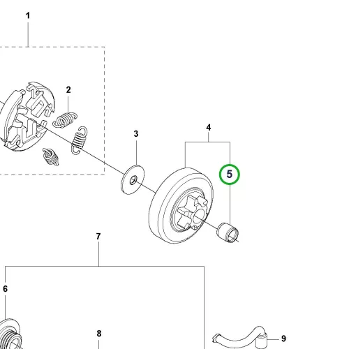 Husqvarna kuplungdob csapágy T435, T525 láncfűrészhez robbantott ábra