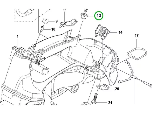 Husqvarna tartály átvezető T435, T525, 540 XP Mark III láncfűrészhez robbantott ábra