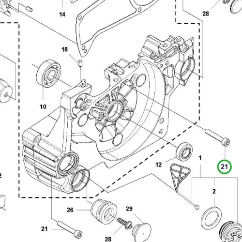 Husqvarna forgattyúház csavar M5x30 T27 543 XP láncfűrészhez robbantott ábra