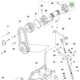 Husqvarna gumigyűrű PTO P 520D, P 525D, P 525DX riderhez robbantott ábra