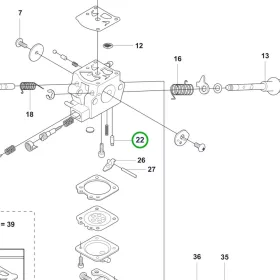 Husqvarna karburátor szelep T435, T525, 543 XP láncfűrészhez robbantott ábra