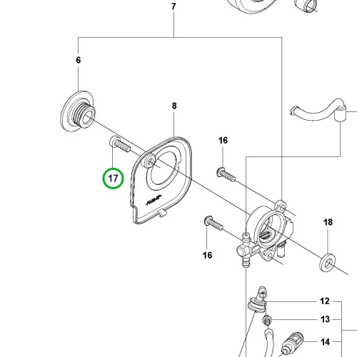 Husqvarna csapszeg T435, 543 XP, T525 láncfűrészhez robbantott ábra