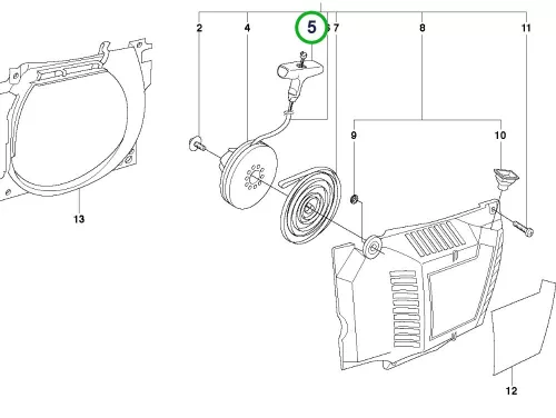 Husqvarna berántó fogantyú 365, 372 XP láncfűrészhez robbantott ábra