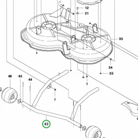 Husqvarna elülső szerelékkeret vágóasztalhoz R 112C riderhez robbantott ábra
