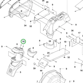 Husqvarna burkolatcsavar 9. pozíció P 524X, P 525D, P 525DX riderhez robbantott ábra