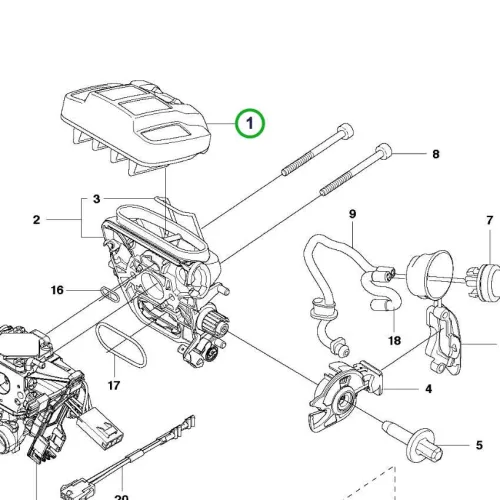 Husqvarna nylon légszűrő 550 XP, 545 láncfűrészhez robbantott ábra