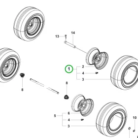 Husqvarna támasztókerék csapággyal R 214TC, R 318X riderhez robbantott ábra