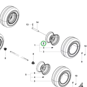 Husqvarna keréktárcsa csapággyal R 214TC, R 318X riderhez robbantott ábra