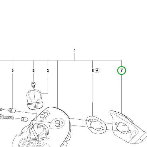 Husqvarna kipufogó terelőlemez 550 XP, 545 láncfűrészhez robbantott ábra