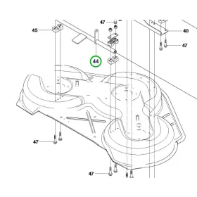 Husqvarna vágóasztal hátsó keresztrúd 103, 112 cm R 320 AWD riderhez robbantott ábra