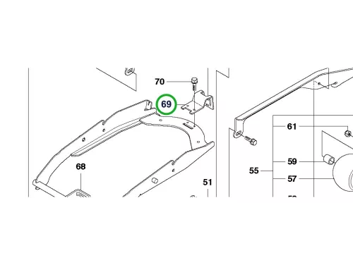 Husqvarna vágóasztal felfüggesztés reteszelő R 320 AWD riderhez robbantott ábra