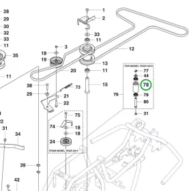 Husqvarna szíjtárcsa sebességváltó R 111B riderhez robbantott ábra