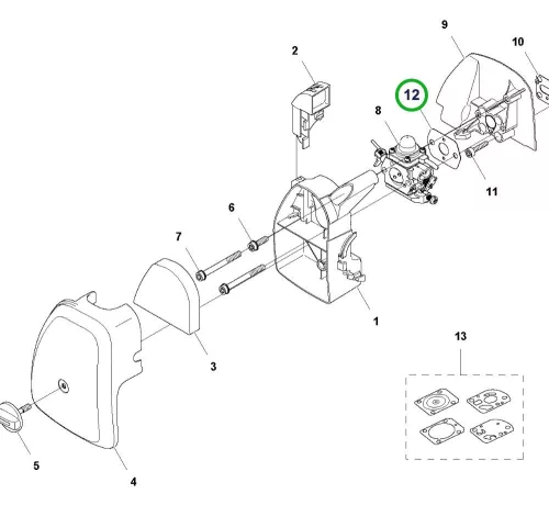 Husqvarna karburátor tömítés 122C, 122R, 322HD60 szegélyvágóhoz robbantott ábra