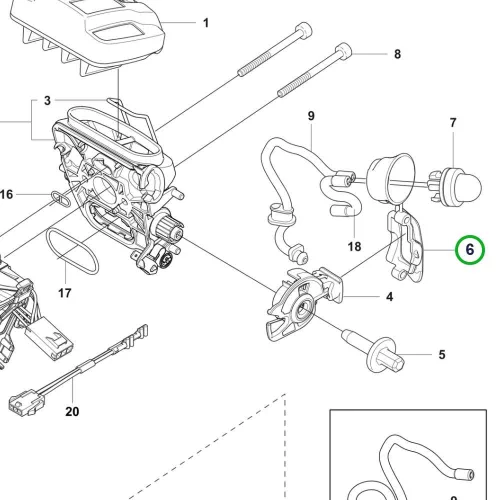 Husqvarna tanklevegőztető 555, 545, 550 XP, 572 XP láncfűrészhez robbantott ábra