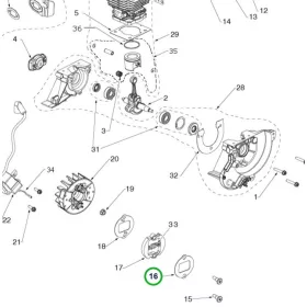 Husqvarna motoralátét 16. pozíció 129C, 129LK szegélyvágóhoz robbantott ábra