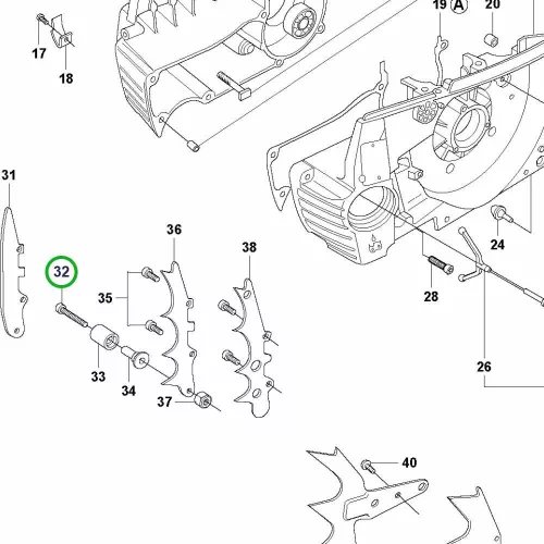 Husqvarna forgattyúház csavar 365, 372 XP, 562 XP láncfűrészhez robbantott ábra