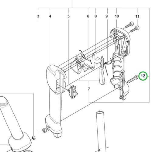 Husqvarna fogantyú torx csavar M5x35 T27 525RX Mark II fűkaszához robbantott ábra