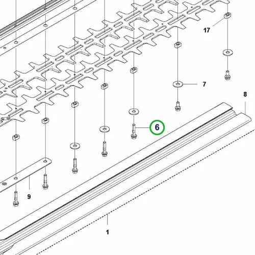 Husqvarna torx peremes csavar M5x25 520iHD60, 520iHD70 sövényvágóhoz robbantott ábra