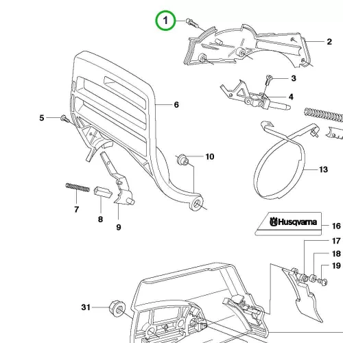 Husqvarna forgattyúház és fedél csavar 365, 372 XP láncfűrészhez robbantott ábra