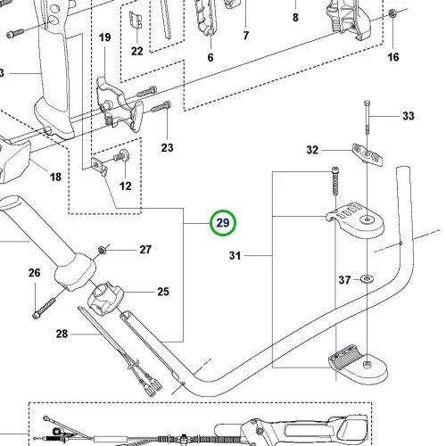 Husqvarna kormányfogantyú készlet 555FXT tisztítófűrészhez robbantott ábra