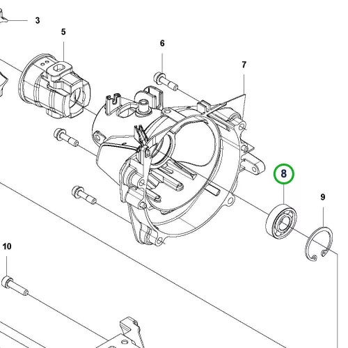 Husqvarna forgattyúház csapágy 525LK, 525RX fűkaszához robbantott ábra