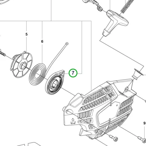 Husqvarna berántó rugó komplett 540 XP Mark III láncfűrészhez robbantott ábra
