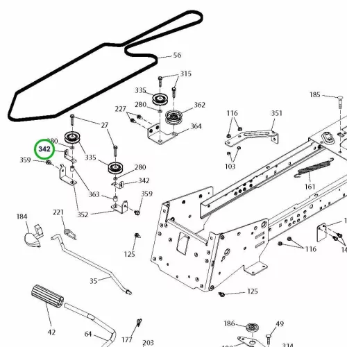 Husqvarna szíjvezető készlet 2,5" TC 238T, TC 242T fűnyírótraktorhoz robbantott ábra