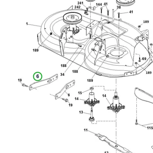 Husqvarna felfüggesztő kar jobb TC 342, TS 342 fűnyírótraktorhoz robbantott ábra