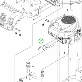 Husqvarna szívócső hővédő lemez R 214TC, R 216T AWD riderhez robbantott ábra