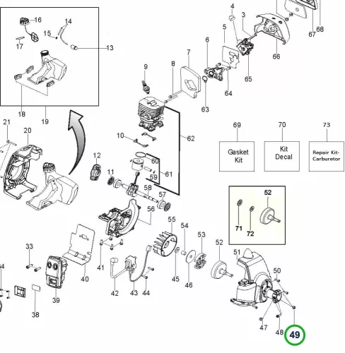 Husqvarna rögzítőanya 128R, 128L, 128LDX, 128C szegélyvágóhoz robbantott ábra