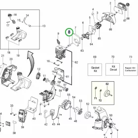 Husqvarna hengercsavar 128R, 128L, 128LDX, 128C szegélyvágóhoz robbantott ábra