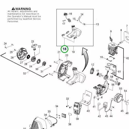 Husqvarna szigetelőelem 128R, 128L, 128LDX, 128C szegélyvágóhoz robbantott ábra