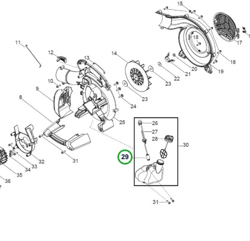 Husqvarna üzemanyagszűrő 30 darabos csomag 125B, 125BVx lombfúvóhoz robbantott ábra