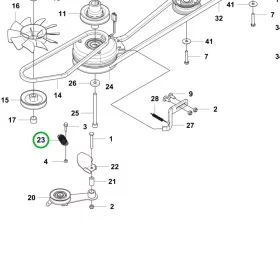 Husqvarna szíjfeszítő rugó RC 318T, R 418TsX AWD riderhez robbantott ábra