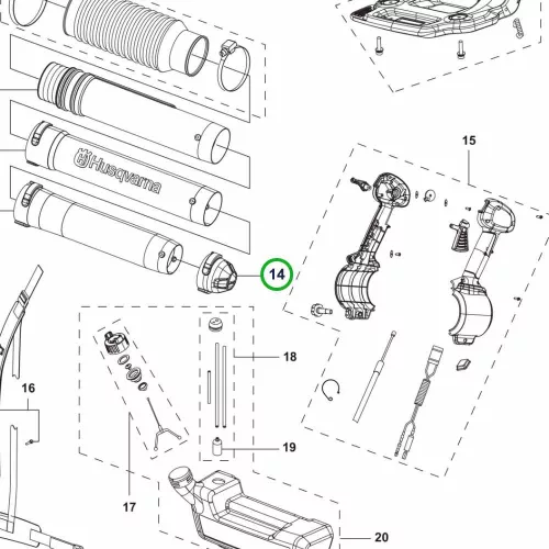 Husqvarna szárcső csőfoglalathoz 345BT lombfúvóhoz robbantott ábra