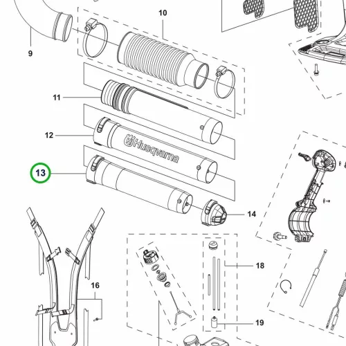 Husqvarna szárcső 345BT lombfúvóhoz robbantott ábra